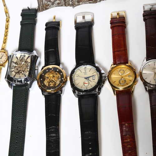 936 - A collection of lady's and gent's fashion wristwatches, including Goer, Limit, Philip Presio etc