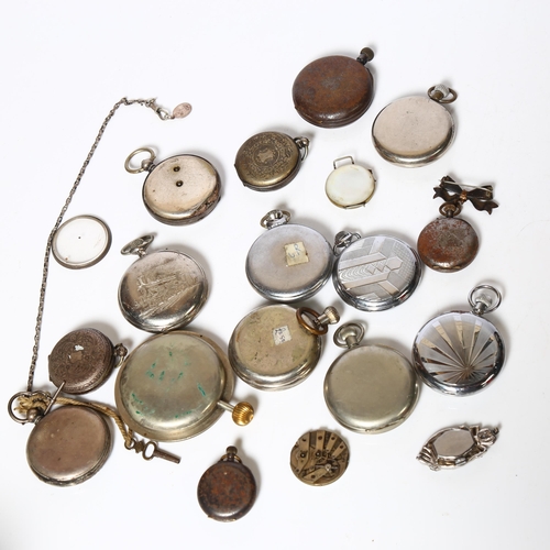 938 - A collection of chrome and plated cased pocket watches