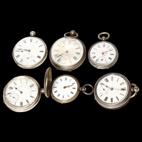 945 - 6 Continental silver-cased pocket watches (A/F)