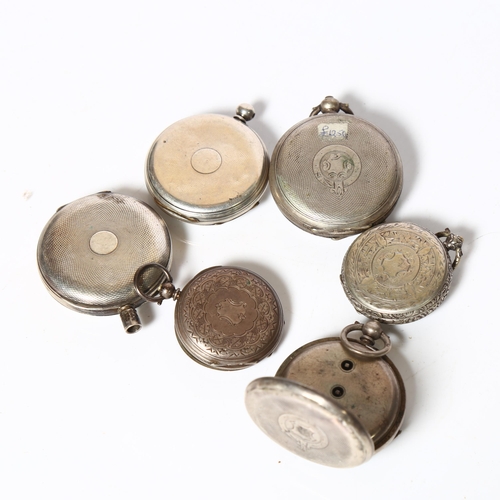 945 - 6 Continental silver-cased pocket watches (A/F)