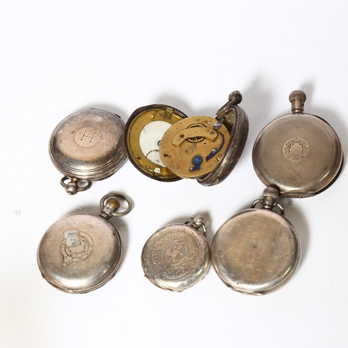 946 - 6 English hallmarked silver-cased pocket watches (A/F)