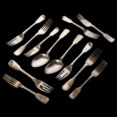 965 - A quantity of English hallmarked silver Fiddle pattern cutlery, 27oz