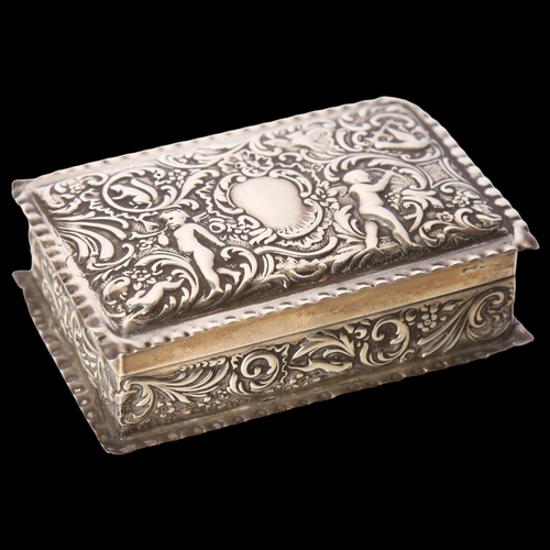 978 - A George VII rectangular silver box, with allover repousse decoration, hallmarks for London 1902, ha... 