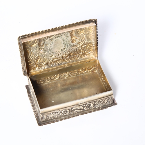 978 - A George VII rectangular silver box, with allover repousse decoration, hallmarks for London 1902, ha... 