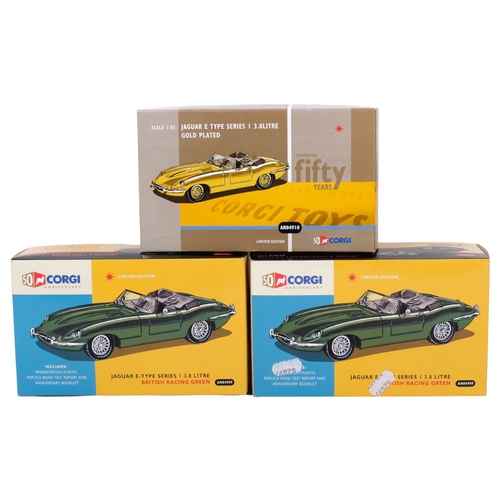 156 - CORGI - a limited edition 50th Anniversary 1:43 scale gold plated Jaguar E-Type Series 1 3.8L, ref. ... 