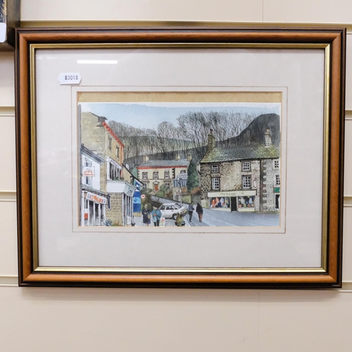 770 - 19th century watercolour, beached fishing boat, signed W Martin, framed, 16cm x 52cm, and a watercol... 