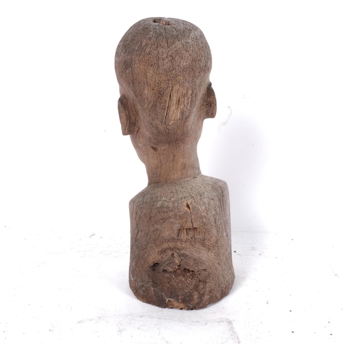 636 - Antique carved wood Tribal bust, 30cm