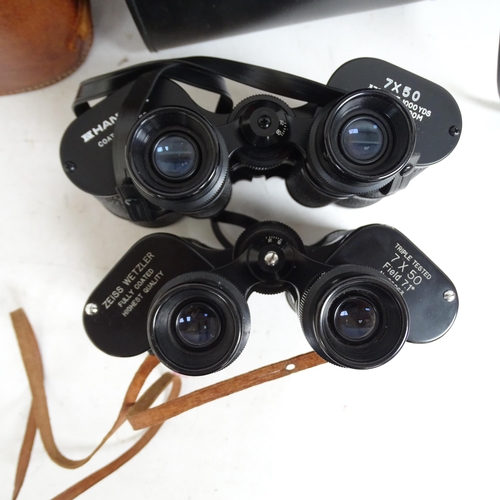 452 - A group of various cameras and binoculars, to include a Fujica ST605N, a pair of Zeiss Wetzler 7x50 ... 