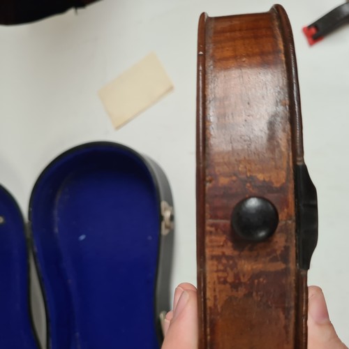 431 - 20th century violin, unmarked, for restoration, back length 14