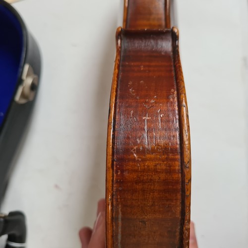 431 - 20th century violin, unmarked, for restoration, back length 14