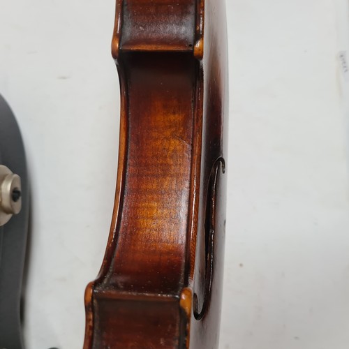 431 - 20th century violin, unmarked, for restoration, back length 14