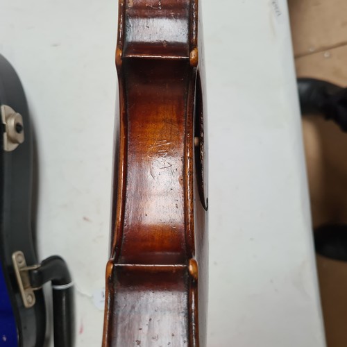 431 - 20th century violin, unmarked, for restoration, back length 14