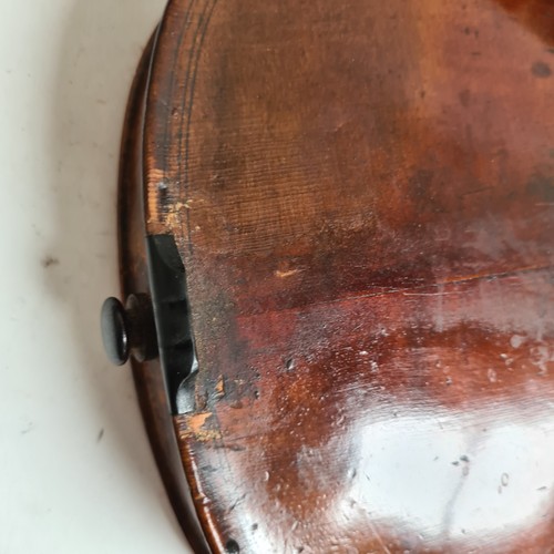 431 - 20th century violin, unmarked, for restoration, back length 14