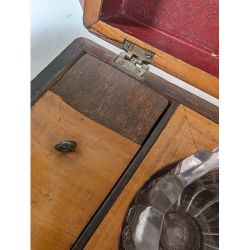 799 - 19th century inlaid coromandel wood workbox and contents, 30cm across, and a tea caddy with fitted i... 