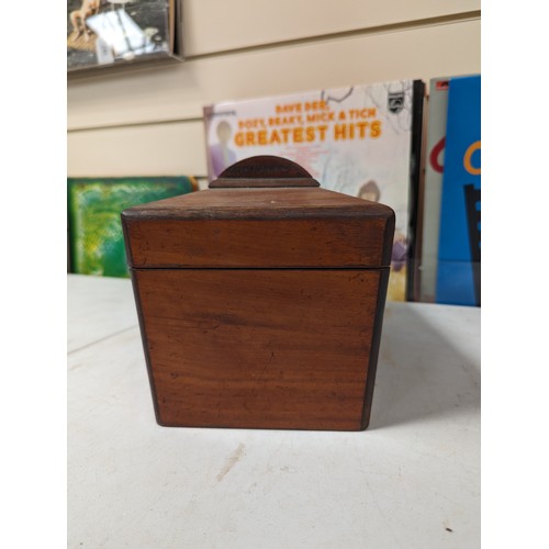 799 - 19th century inlaid coromandel wood workbox and contents, 30cm across, and a tea caddy with fitted i... 