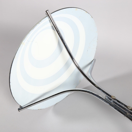 410 - A 1960s' Op art side table, with aluminium frame and glass top, height 61cm, diameter 44cm