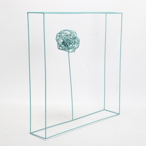 425 - A contemporary wire sculpture of a tree in a box, 40cm sq