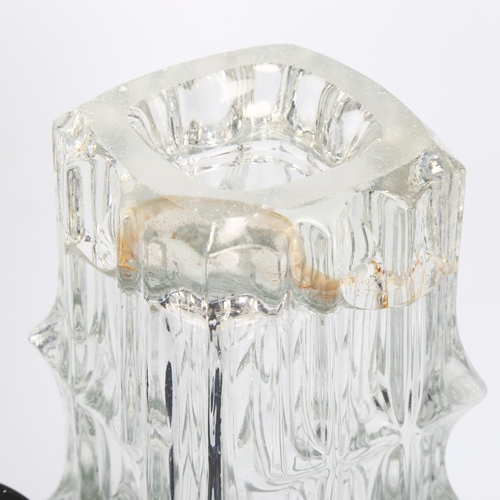 444 - Tamara Aladin for Riihimaki Lasi Oy, Finland, a 1960s blue glass ovoid vase and another heavy walled... 