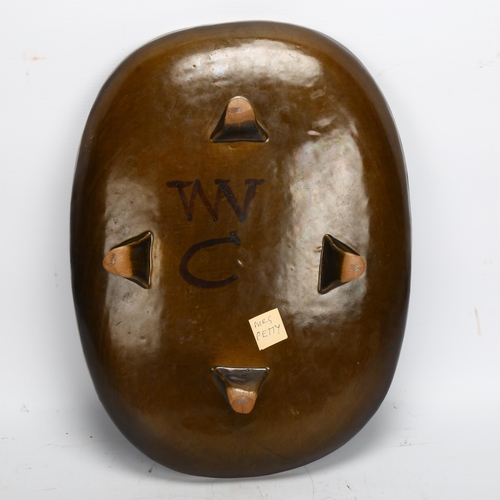 456 - Walter Vivian Cole, a Rye pottery footed platter, signed WVC to base, length 38cm