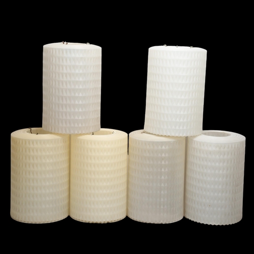 459 - A set of 6 mid-century translucent plastic lampshades, in the manner of Rotaflex, height 26cm