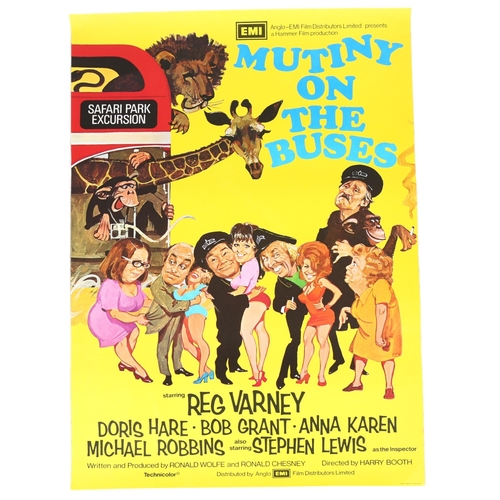 121 - MOVIE POSTER - Mutiny On The Buses (1972) UK One Sheet film poster, artwork by Arnaldo Putzu, Hammer... 