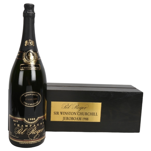 130 - Pol Roger Cuvee Winston Churchill vintage 1988 Champagne, a Jeroboam, 3 litres, in wooden presentati... 