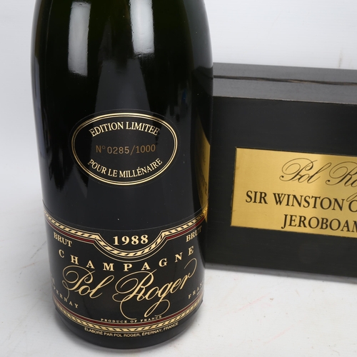 130 - Pol Roger Cuvee Winston Churchill vintage 1988 Champagne, a Jeroboam, 3 litres, in wooden presentati... 