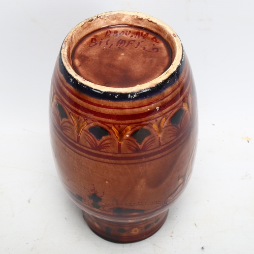 135 - A Moroccan Safi pottery vase with painted decoration, height 21cm