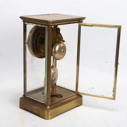 142 - A 19th century French 4-glass regulator clock, gilt-brass case with bevel-glass panels, 8-day moveme... 