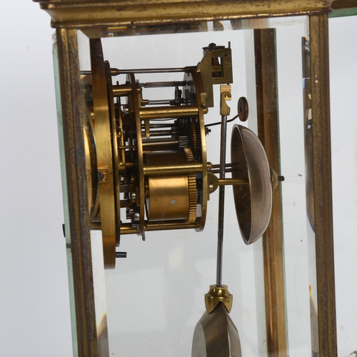 142 - A 19th century French 4-glass regulator clock, gilt-brass case with bevel-glass panels, 8-day moveme... 