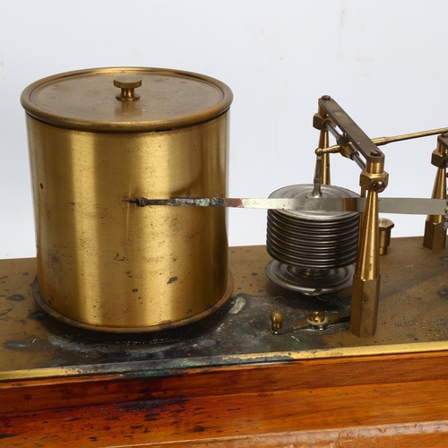 148 - NEGRETTI & ZAMBRA - an oak-cased barograph with bevel-glass panels, length 42cm