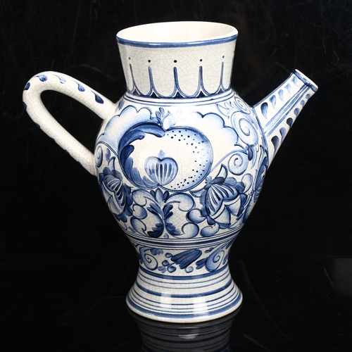 168 - A Delft crackle glaze pottery albarello wet drug jar, in 17th century style, height 26cm