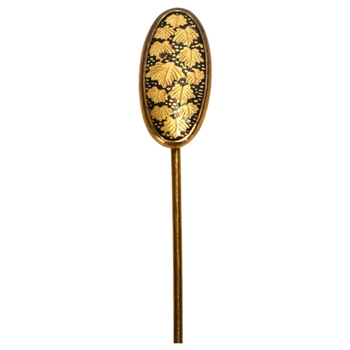 173 - O Komai, Japanese inlaid metal stickpin, cased