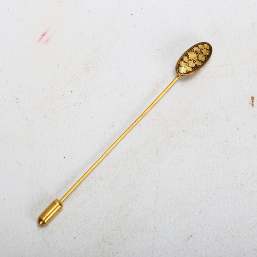 173 - O Komai, Japanese inlaid metal stickpin, cased