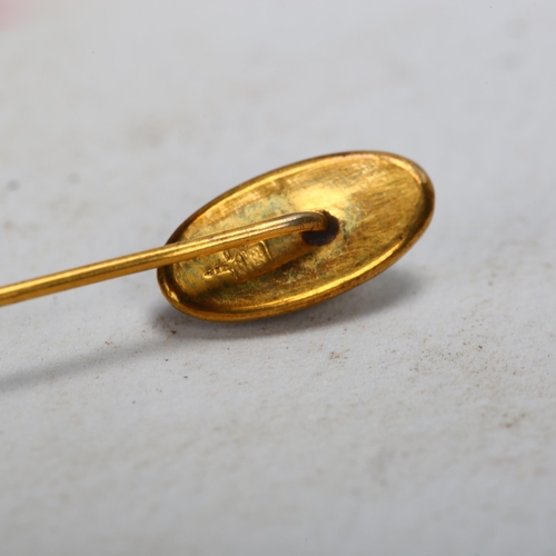 173 - O Komai, Japanese inlaid metal stickpin, cased