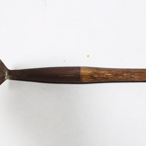 192 - Holtzapefel & Co, ribbed hickory-shafted gold sickle weed cutter, circa 1920s, registered design no.... 