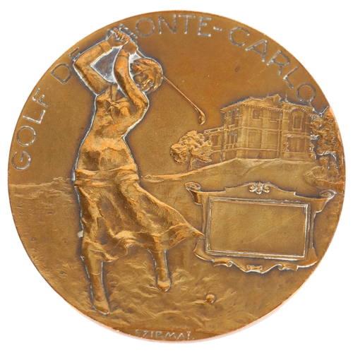 193 - Monte Carlo 1919-20 relief cast-bronze prize medallion, diameter 6cm