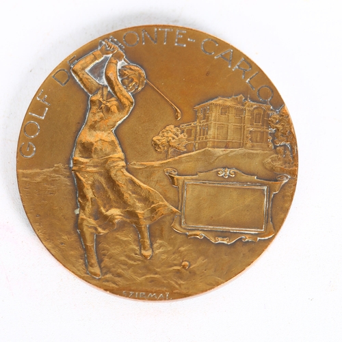 193 - Monte Carlo 1919-20 relief cast-bronze prize medallion, diameter 6cm