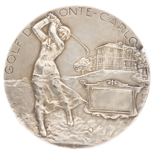 194 - Monte Carlo 1921-22 silver gold medallion, diameter 6cm