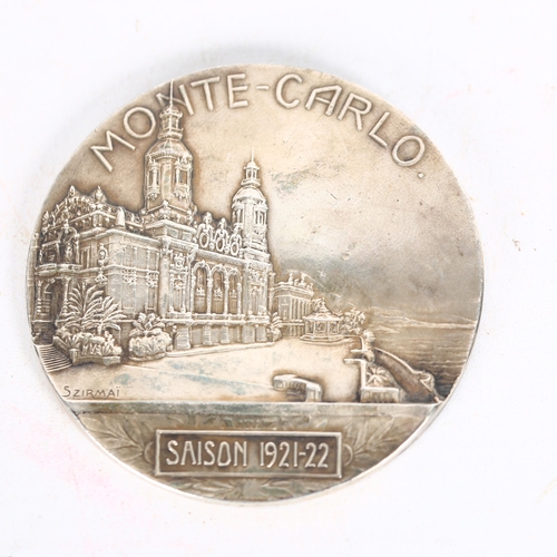 194 - Monte Carlo 1921-22 silver gold medallion, diameter 6cm