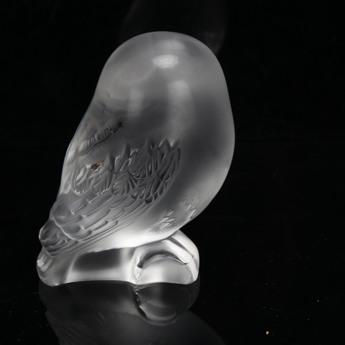 202 - RENE LALIQUE - frosted glass owl, engraved signature, height 9cm