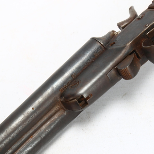 205 - WITHDRAWN - A double-barrel percussion pistol, barrel length 24cm