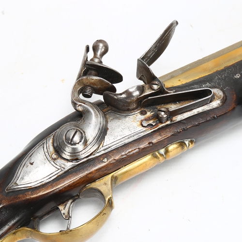 206 - 20th century reproduction brass-barrelled flintlock blunderbuss, length 62cm