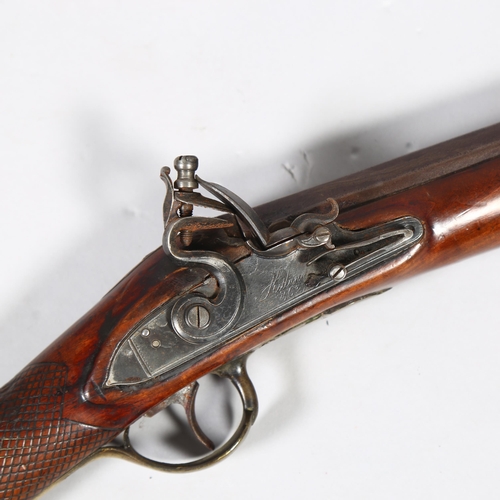 207 - Ketland & Co flintlock rifle, brass trigger guard, barrel length 92cm, overall length 132cm