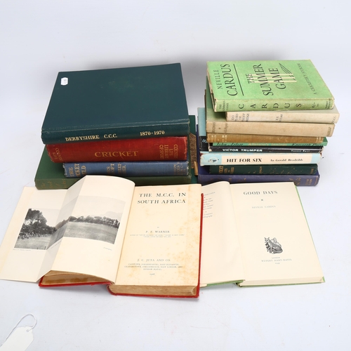 30 - CRICKET INTEREST. A group of seventeen vintage cricket books. Including titles by John Arlott, Nevil... 