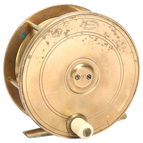 ROBERT TURNBULL OF EDINBURGH - brass fishing reel, diameter 11.5cm