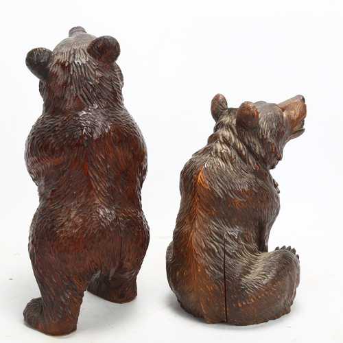 47 - 2 x 19th century Black Forest carved and stained wood standing bears, largest height 25cm