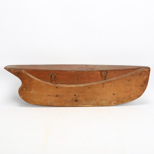 58 - A 19th century ship builder's half-hull wall sculpture, length 61cm