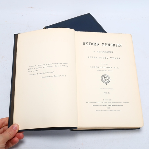 7 - CRICKET INTEREST. 'Oxford Memories' - A Retrospect after Fifty Years by the Rev James Pycroft  (1813... 