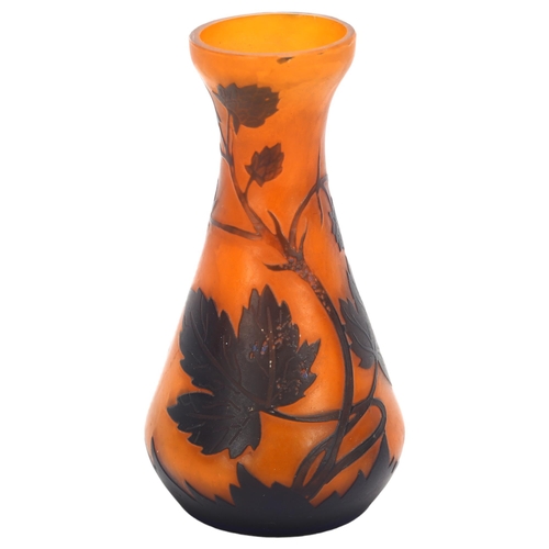 71 - LOETZ for RICHARD - cameo glass stem vase with leaf decoration, circa 1900, height 9cm